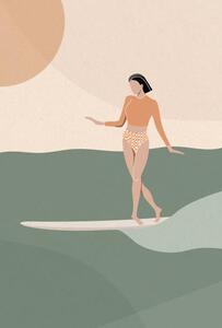 Illustrazione Surfer Girl Gliding on the Wave, LucidSurf