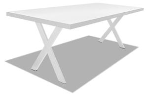 Tavolo da pranzo in legno e metallo con piedi a X bianchi - 160x90 cm
