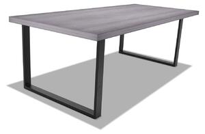Tavolo da pranzo in legno e metallo con piedi quadrati neri - 220x100 cm