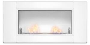 Augusto - Caminetto a bioetanolo da incasso con 2 bruciatori da 1.5L. Camino a bioetanolo in acciaio inox e vetro temperato. 110x54 cm colore bianco