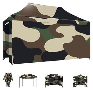 Taman Tenda / Gazebo Per Giardino 3X4,5 Mt Impermeabile Tendone Pieghevole Per Fiere E Mercati Con Teli Laterali Colore Camouflage
