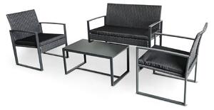 Acqua Chiara - Set salotto da esterno in metallo e polyrattan con tavolino in vetro