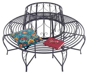 Panchina a forma di albero Relaxdays, seduta a 360°, design vintage, A x P: 85 x 160 cm, portata 600 kg, acciaio, panchina da giardino, nera