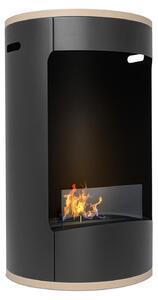 Ottaviano - Camino a bioetanolo da terra freestanding con doppio ripiano in legno melaminico, ø 40xH67,5 cm colore nero