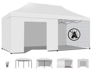Taman Tenda / Gazebo Per Giardino 3X6 Impermeabile Tendone Pieghevole Per Fiere E Mercati Con Teli Laterali Colore Bianco