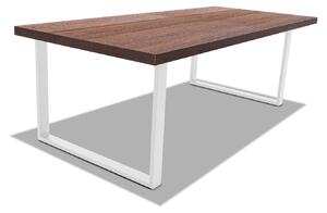 Tavolo da pranzo in legno e metallo con piedi quadrati bianchi - 220x100 cm