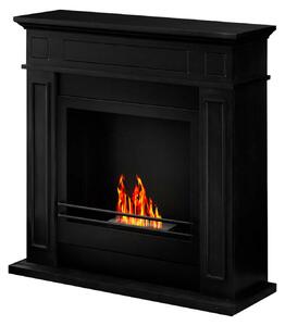 Jefferson - Camino a bioetanolo da terra in legno 89,5x28xH90,5 cm, colore nero