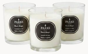 Set di 3 candele profumate fatte a mano Black Magic (lavanda, lilla e caprifoglio)