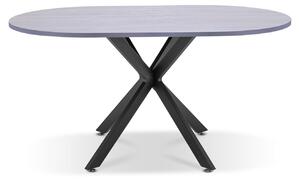 Marui - Tavolo da pranzo ovale in legno e metallo con piede centrale Kiso 180x100 cm - grigio effetto legno