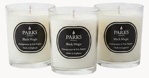 Set di 3 candele profumate fatte a mano Black Magic (melograno, pepe rosa e passiflora)