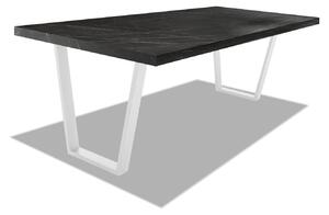 Tavolo da pranzo in legno e metallo con piedi trapezoidali bianchi - 220x100 cm