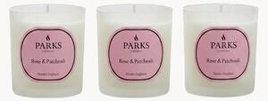 Set di 3 candele profumate fatte a mano Vintage Aromatherapy (rosa, patchouli e gambo verde)