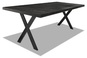 Tavolo da pranzo in legno e metallo con piedi a X neri - 220x100 cm