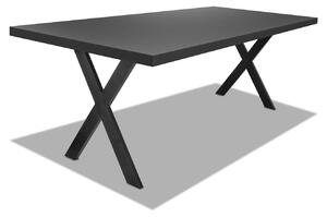 Tavolo da pranzo 220x100cm in legno e metallo con piedi ad "X" e ripiano in colore legno nero