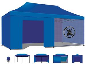 Taman Tenda / Gazebo Per Giardino 3X6 Impermeabile Tendone Pieghevole Per Fiere E Mercati Con Teli Laterali Colore Blu