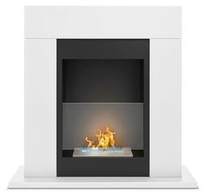 Marco Aurelio - Camino a bioetanolo da terra freestanding, biocamino da pavimento, 73x20xH75 cm colore bianco