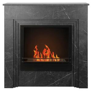 Bellini - Camino a bioetanolo da terra 96x35xH96 cm, effetto marmo nero