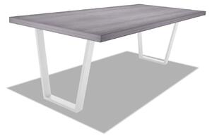 Tavolo da pranzo in legno e metallo con piedi trapezoidali bianchi - 220x100 cm