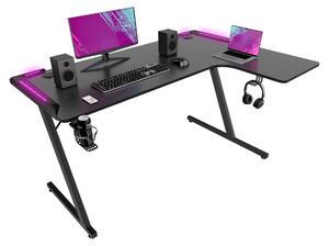 Shigeru - Scrivania da Gaming Angolare 140x99x76 cm con LED in MDF e Metallo Nero