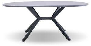 Marui - Tavolo da pranzo ovale in legno e metallo con piede centrale Ashi 180x100 cm - grigio effetto legno