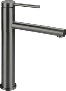 Rubinetto per lavabo, modello alto, con bocca estraibile - titanio