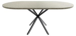 Marui Big - Tavolo da pranzo ovale 180x100 cm in Legno Testurizzato con Piede Centrale in metallo Kiso