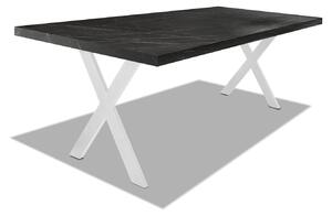 Tavolo da pranzo in legno e metallo con piedi a X bianchi - 220x100 cm