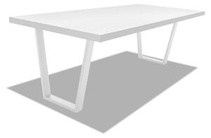 Tavolo da pranzo in legno e metallo con piedi trapezoidali bianchi - 160x90 cm