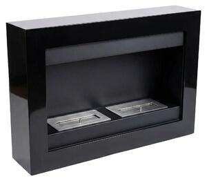 Vespasiano - Camino a Bioetanolo da Parete 80x51x16 cm con 2 Bruciatori 3 Litri Nero