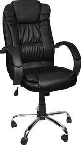 Sedia comoda per ufficio Sedia girevole direzionale Sedia ergonomica da scrivania con rivestimento in Pelle finta Nero/Bianco/Marrone 8983, Colore:Nero
