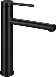 Rubinetto per lavabo, modello alto, con bocca estraibile - nero