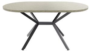 Marui Small - Tavolo da pranzo ovale 150x90 cm in Legno Testurizzato con Piede Centrale in metallo Ashi