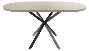 Marui Small - Tavolo da pranzo ovale 150x90 cm in Legno Testurizzato con Piede Centrale in metallo Kiso
