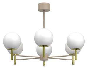 Lampadario su asta AWINION 6xE27/15W/230V beige/oro