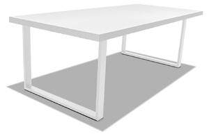 Tavolo da pranzo in legno e metallo con piedi quadrati bianchi - 160x90 cm