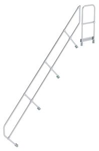 Scala con piattaforma a 45° secondo corrimano per 13 gradini inclinazione 45°
