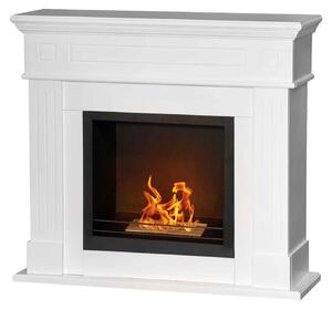 Cambridge - Camino a bioetanolo da terra in legno 110x37xH102 cm, colore bianco