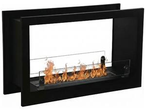Massenzio - Camino a Bioetanolo da Incasso Bifacciale 90x55x30 cm con Bruciatore 2,3 Litri Nero