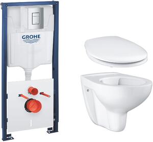 Set modulo di installazione con placca di comando e guarnizione Grohe Solido 39930000, vaso WC Grohe Bau Ceramic 39427000, 39492000