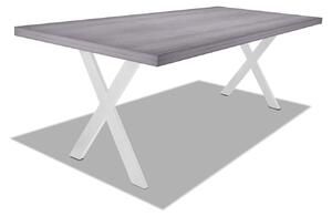 Tavolo da pranzo in legno e metallo con piedi a X bianchi - 220x100 cm