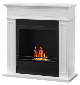 Jefferson - Camino a bioetanolo da terra in legno 89,5x28xH90,5 cm, colore bianco
