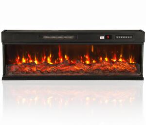 HOMCOM Camino Elettrico da Terra/Incasso a 3 Lati con Telecomando, 750/1500W, Effetto Fiamma 3D 12 Colori, 5 Luminosità | Aosom Italy
