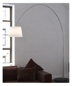 TURNING PIANTANA AD ARCO BASE IN MARMO NERO PARALUME A CONO IN TESSUTO BIANCO O NERO LAMPADINA ATTACCO E27