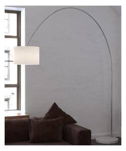 TURNING PIANTANA AD ARCO BASE IN MARMO BIANCO PARALUME A CILINDRO IN TESSUTO BIANCO O NERO LAMPADINA ATTACCO E27