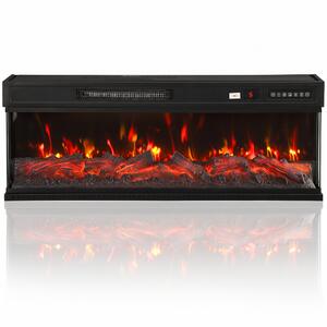 HOMCOM Camino Elettrico da Terra/Incasso a 3 Lati con Telecomando, 750/1500W, Effetto Fiamma 3D 12 Colori, 5 Luminosità | Aosom Italy