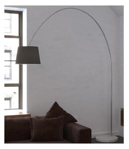 TURNING PIANTANA AD ARCO BASE IN MARMO BIANCO PARALUME A CONO IN TESSUTO BIANCO O NERO LAMPADINA ATTACCO E27