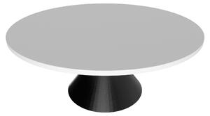 Graal Black - Tavolo Rotondo Ø120 cm Base a Doppio Cono Nero in Metallo e Top in Legno Laminato Bianco