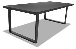 Tavolo da pranzo 220x100cm in legno e metallo con piedi squadrati e ripiano in colore legno nero