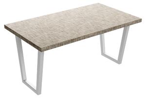 Tavolo da pranzo in legno e metallo con piedi trapezoid bianchi 160x90 cm Grigio Testurizzato
