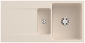 V&B lavello a filo Siluet 60 R Flat con scarico a scomparsa, funzionamento manuale, avorio